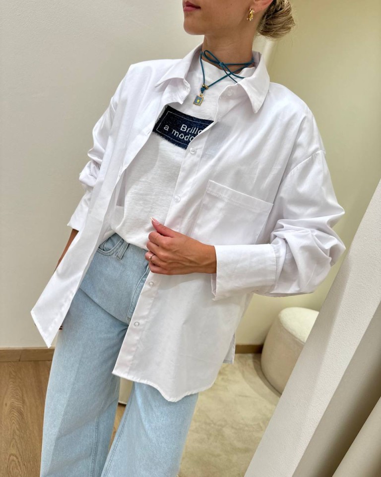 Camicia over bianca "brilla sempre..." Shop Online Camicia over bianca "brilla sempre..."