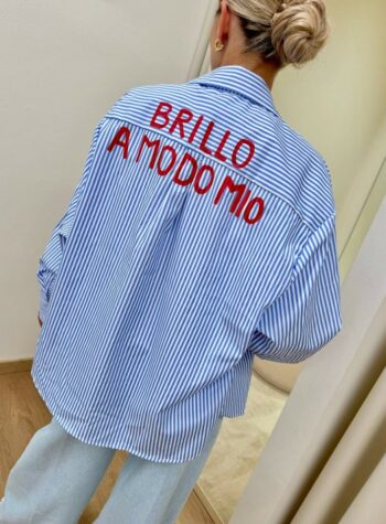 Shop Online Camicia over righe celesti "Brillo a modo mio"