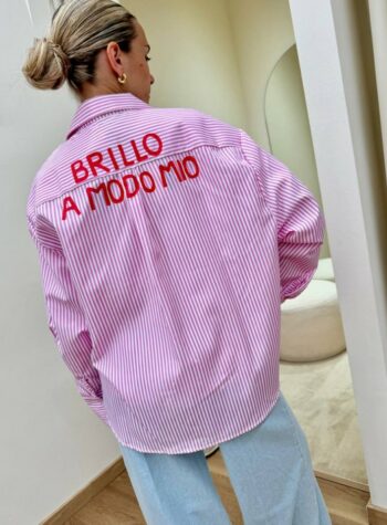 Shop Online Camicia over righe rosa "Brillo a modo mio"