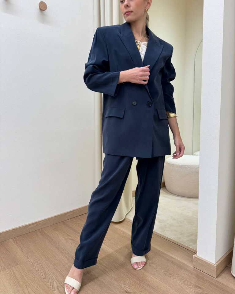 Pantalone fluido con rovescia blu Vicolo Shop Online Pantalone fluido con rovescia blu Vicolo