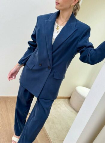 Shop Online Giacca doppiopetto fluida blu Vicolo