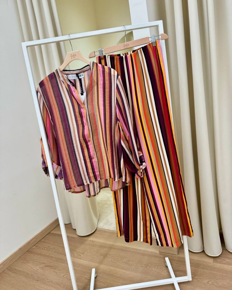 Camicia righe multicolor viola HaveOne Shop Online Camicia righe multicolor viola HaveOne