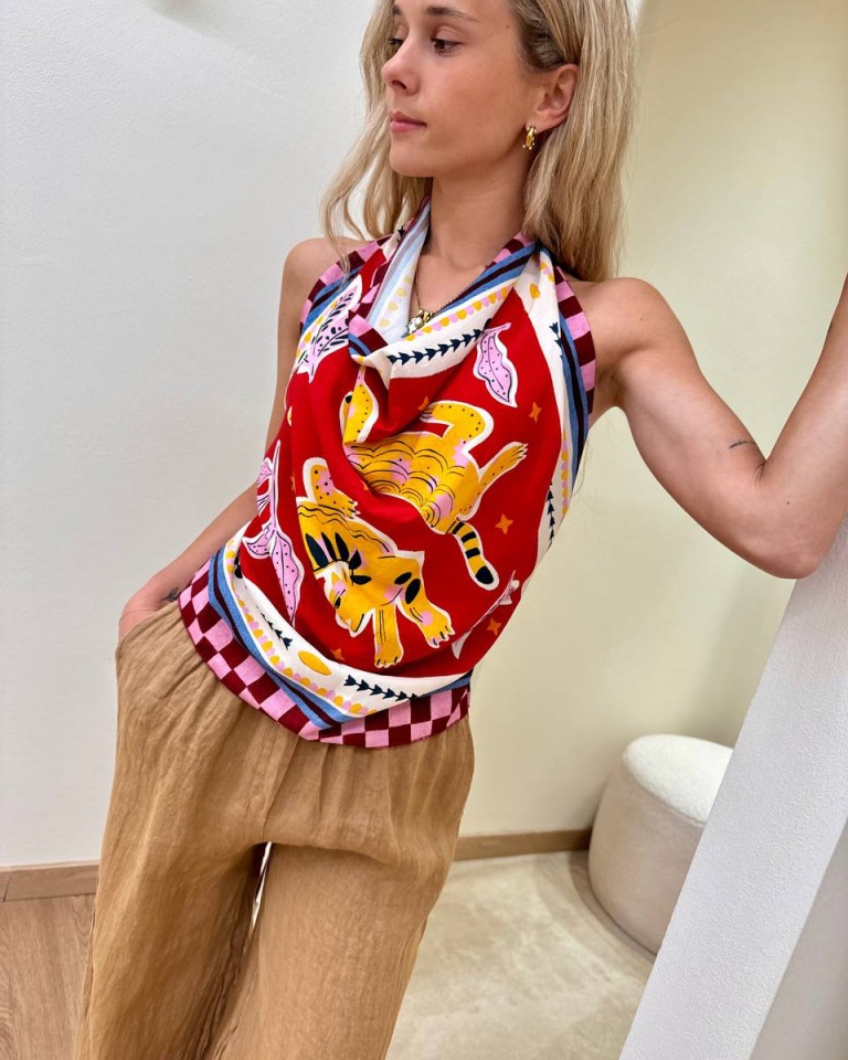 Top stampa tigri rosso HaveOne Shop Online Top stampa tigri rosso HaveOne