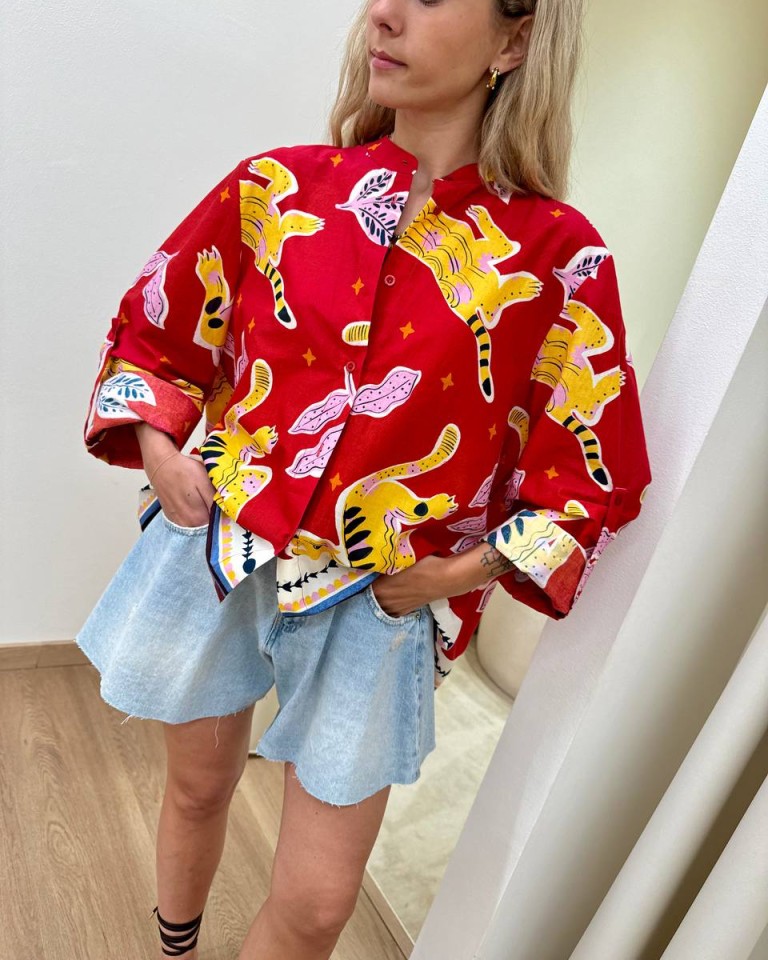 Camicia stampa tigri rossa HaveOne Shop Online Camicia stampa tigri rossa HaveOne