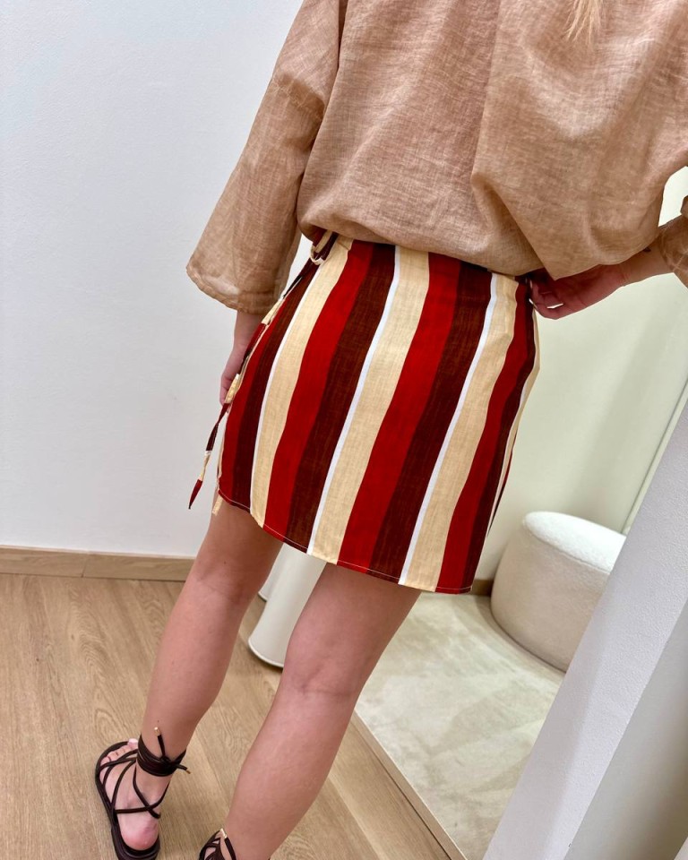 Minigonna pareo righe rosso e beige HaveOne Shop Online Minigonna pareo righe rosso e beige HaveOne