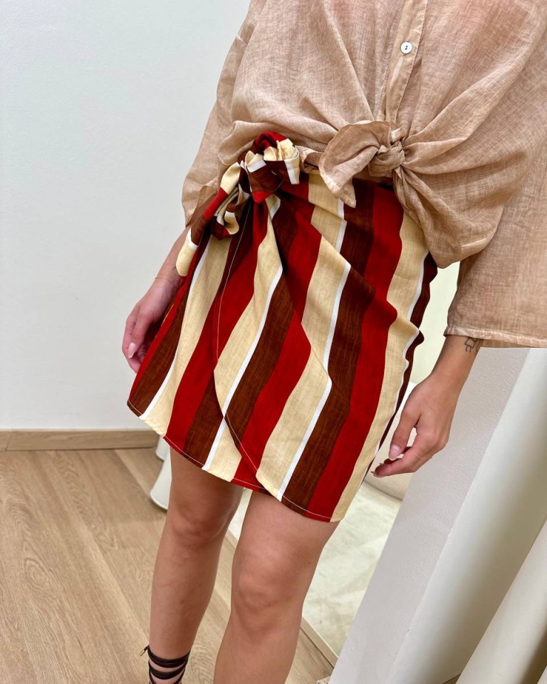 Minigonna pareo righe rosso e beige HaveOne Shop Online Minigonna pareo righe rosso e beige HaveOne