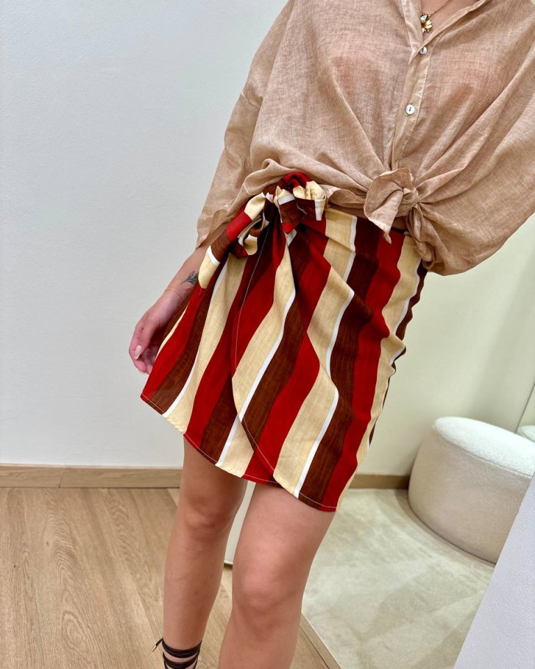 Minigonna pareo righe rosso e beige HaveOne Shop Online Minigonna pareo righe rosso e beige HaveOne