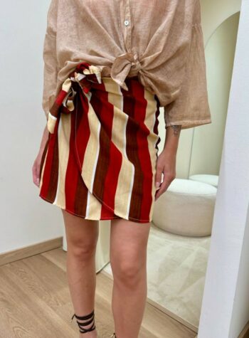 Shop Online Minigonna pareo righe rosso e beige HaveOne