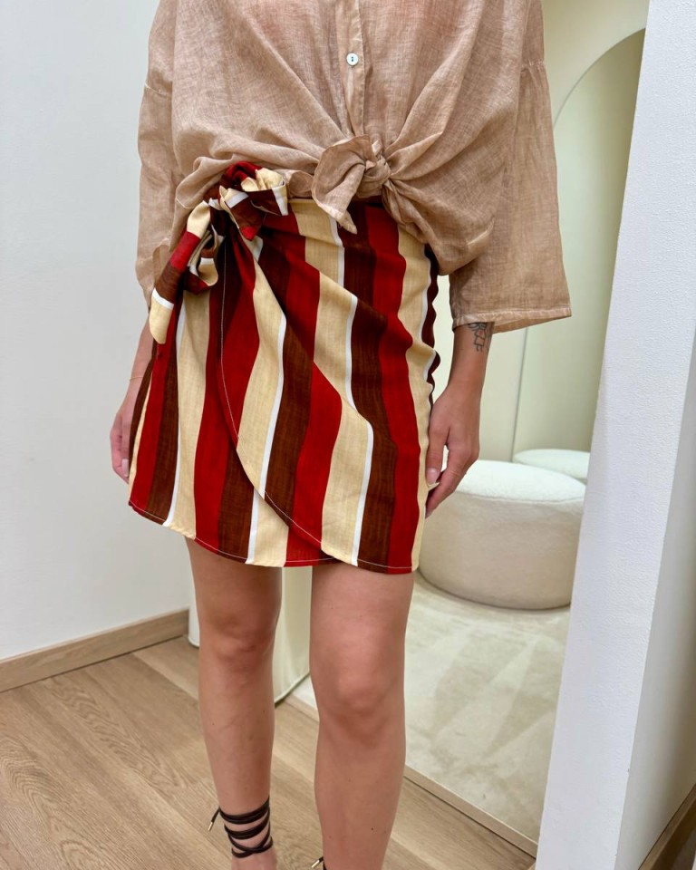 Minigonna pareo righe rosso e beige HaveOne Shop Online Minigonna pareo righe rosso e beige HaveOne