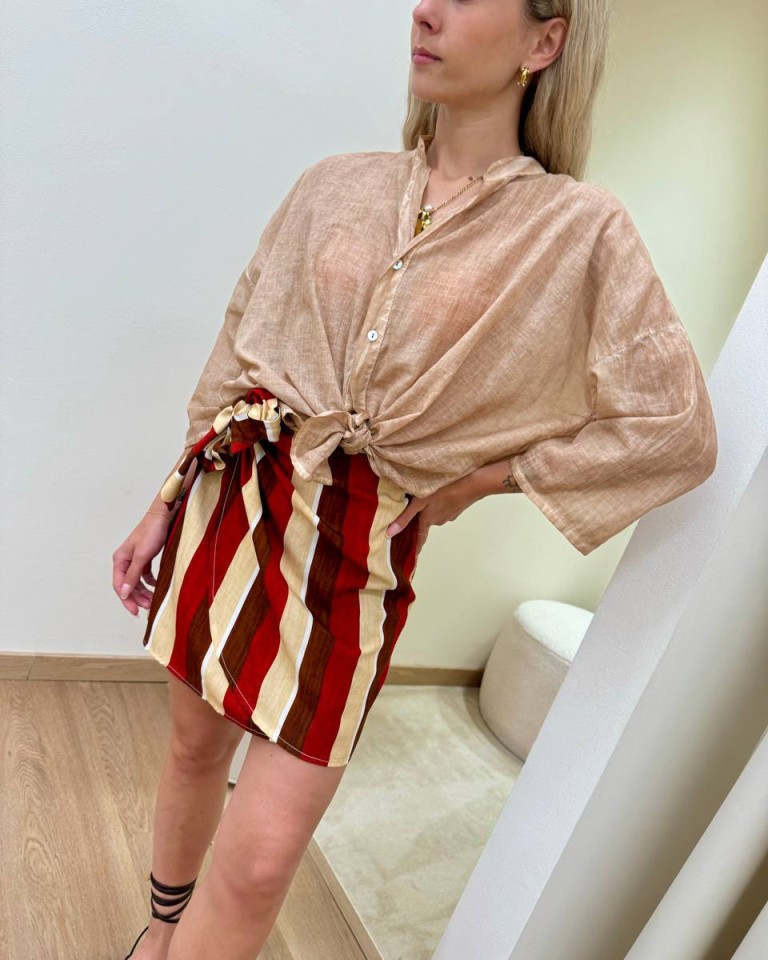 Minigonna pareo righe rosso e beige HaveOne Shop Online Minigonna pareo righe rosso e beige HaveOne
