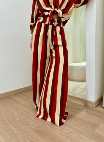 Shop Online Pantalone righe rosso e beige HaveOne