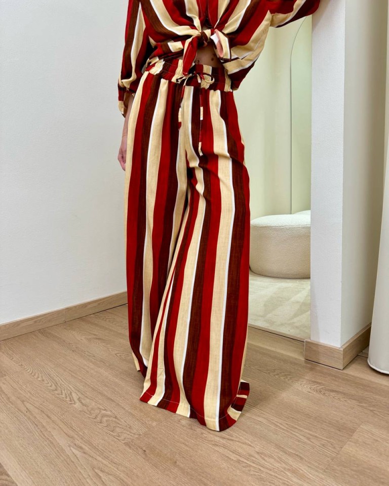 Pantalone righe rosso e beige HaveOne Shop Online Pantalone righe rosso e beige HaveOne