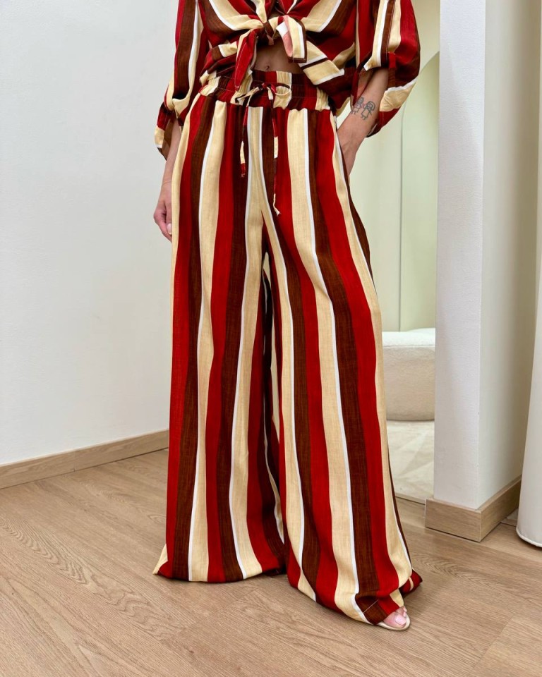 Pantalone righe rosso e beige HaveOne Shop Online Pantalone righe rosso e beige HaveOne