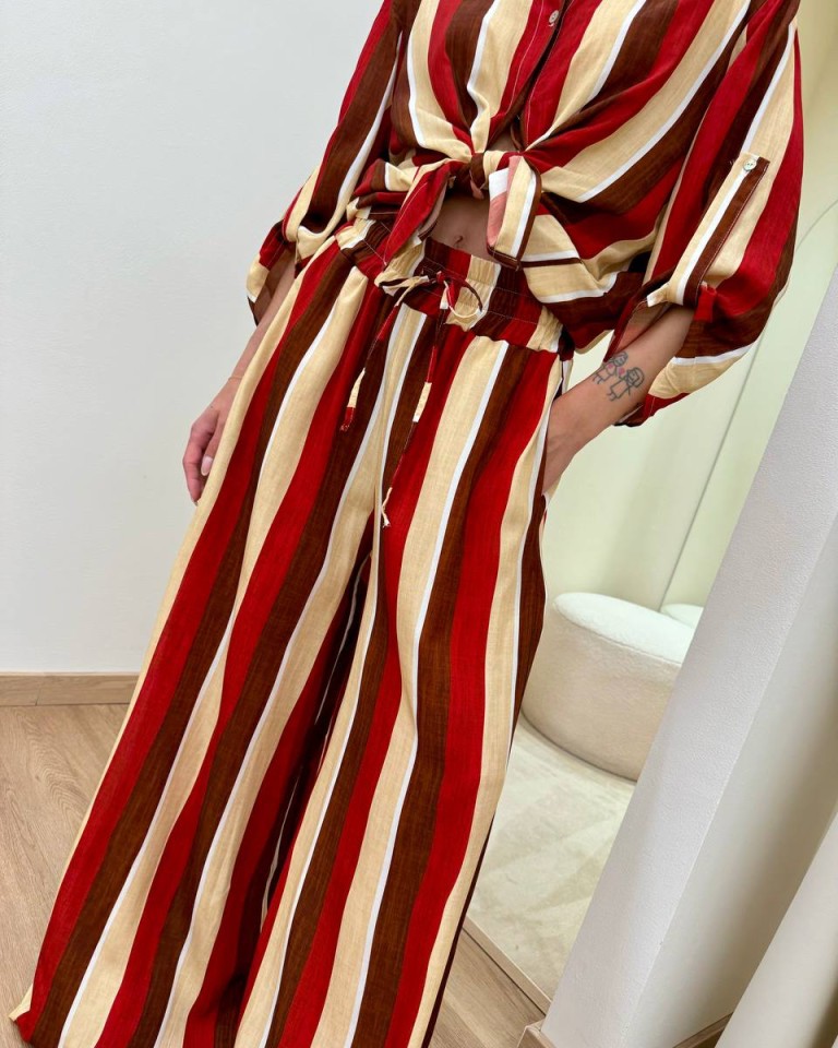 Pantalone righe rosso e beige HaveOne Shop Online Pantalone righe rosso e beige HaveOne
