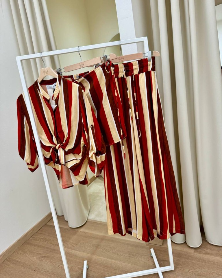 Camicia nodo righe rosso e beige HaveOne Shop Online Camicia nodo righe rosso e beige HaveOne
