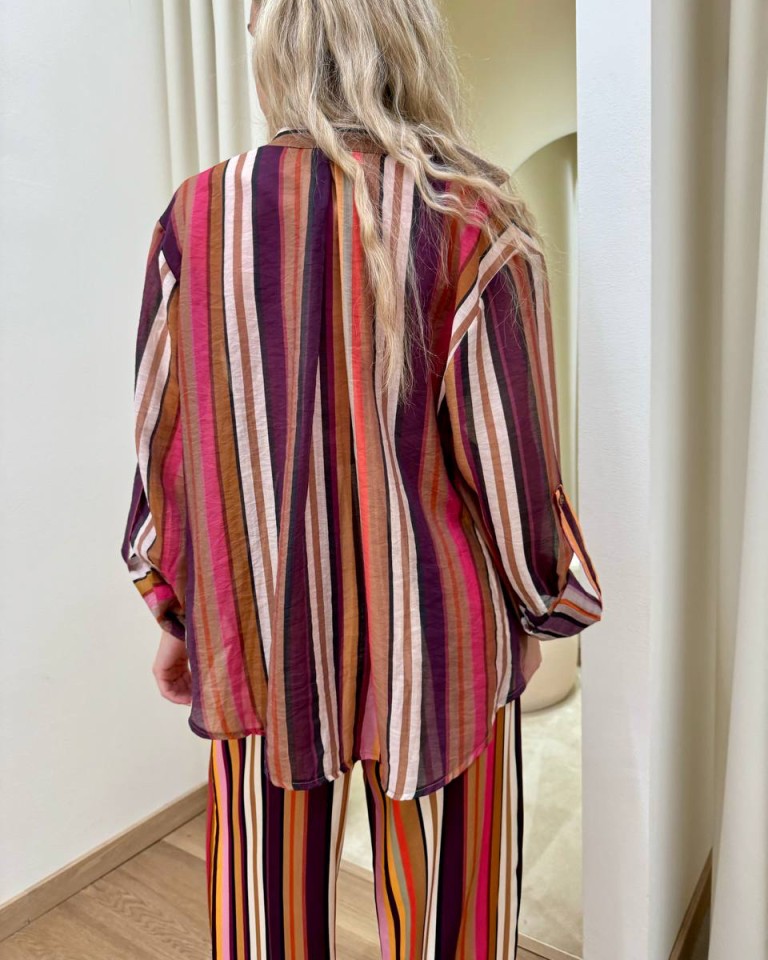 Camicia righe multicolor viola HaveOne Shop Online Camicia righe multicolor viola HaveOne