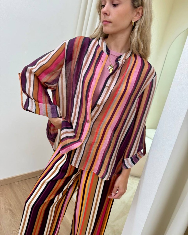Camicia righe multicolor viola HaveOne Shop Online Camicia righe multicolor viola HaveOne