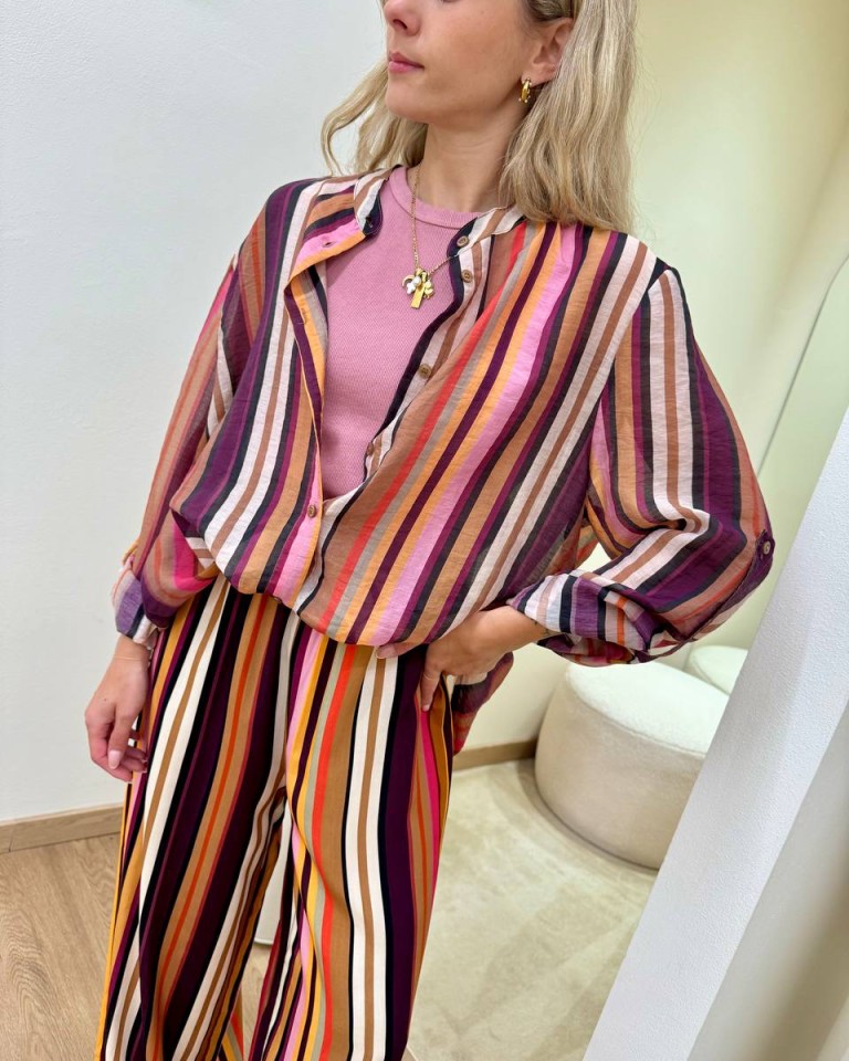 Camicia righe multicolor viola HaveOne Shop Online Camicia righe multicolor viola HaveOne