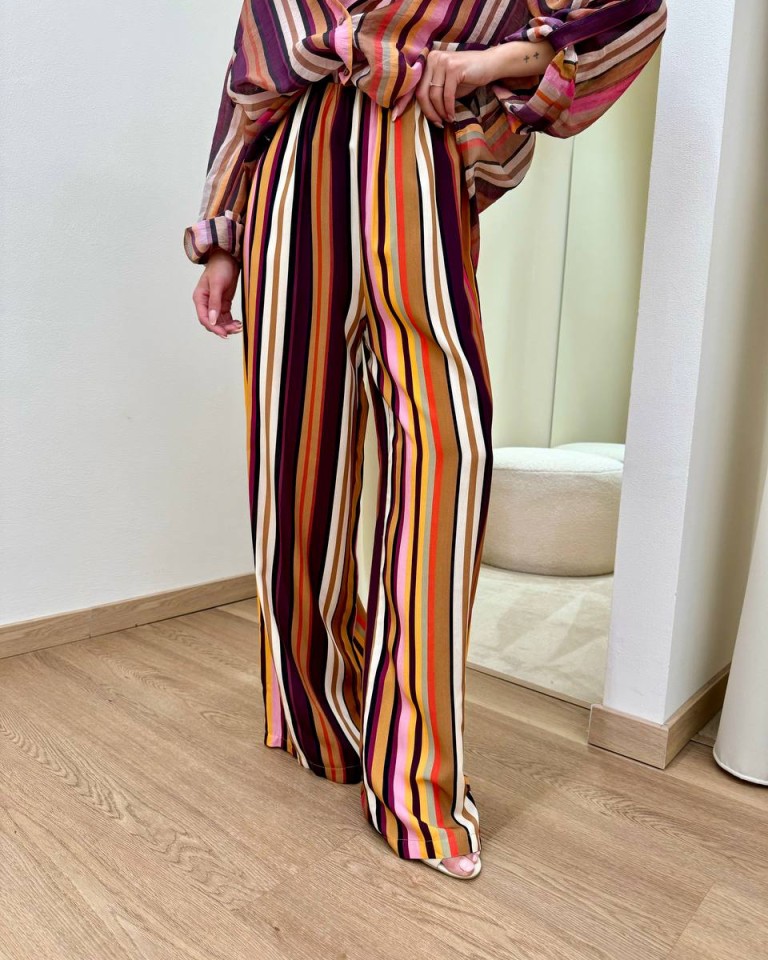 Pantalone righe multicolor viola HaveOne Shop Online Pantalone righe multicolor viola HaveOne