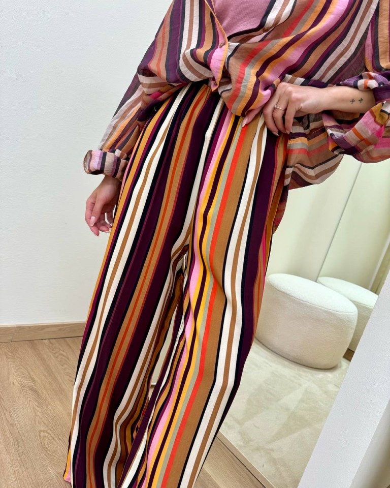 Pantalone righe multicolor viola HaveOne Shop Online Pantalone righe multicolor viola HaveOne