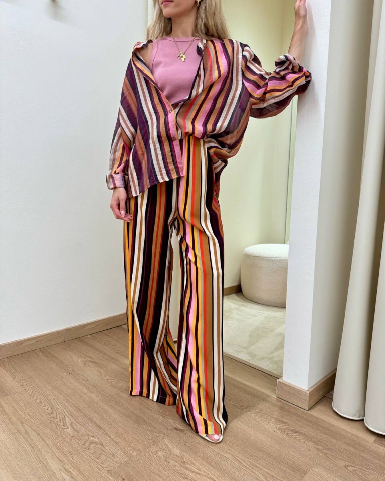 Camicia righe multicolor viola HaveOne Shop Online Camicia righe multicolor viola HaveOne