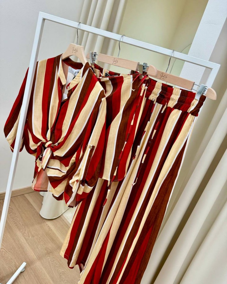 Minigonna pareo righe rosso e beige HaveOne Shop Online Minigonna pareo righe rosso e beige HaveOne
