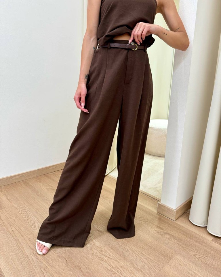 Pantalone con pince e cintura moro HaveOne Shop Online Pantalone con pince e cintura moro HaveOne