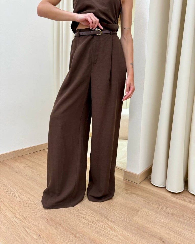 Pantalone con pince e cintura moro HaveOne Shop Online Pantalone con pince e cintura moro HaveOne