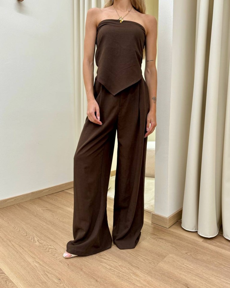 Pantalone con pince e cintura moro HaveOne Shop Online Pantalone con pince e cintura moro HaveOne