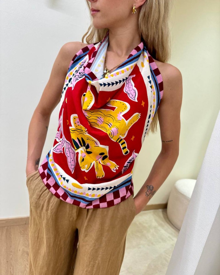 Top stampa tigri rosso HaveOne Shop Online Top stampa tigri rosso HaveOne