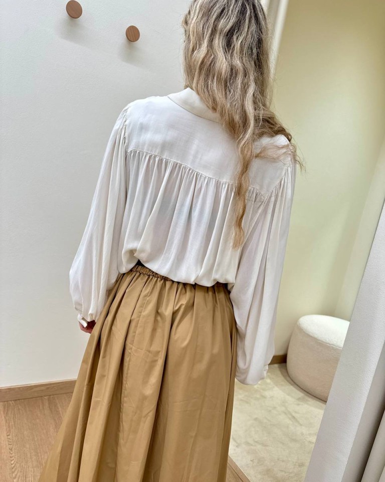 Camicia fluida con arricciatura panna Susy Mix Shop Online Camicia fluida con arricciatura panna Susy Mix