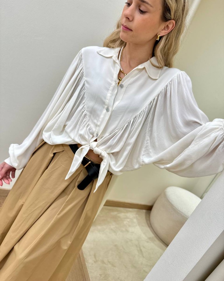 Camicia fluida con arricciatura panna Susy Mix Shop Online Camicia fluida con arricciatura panna Susy Mix