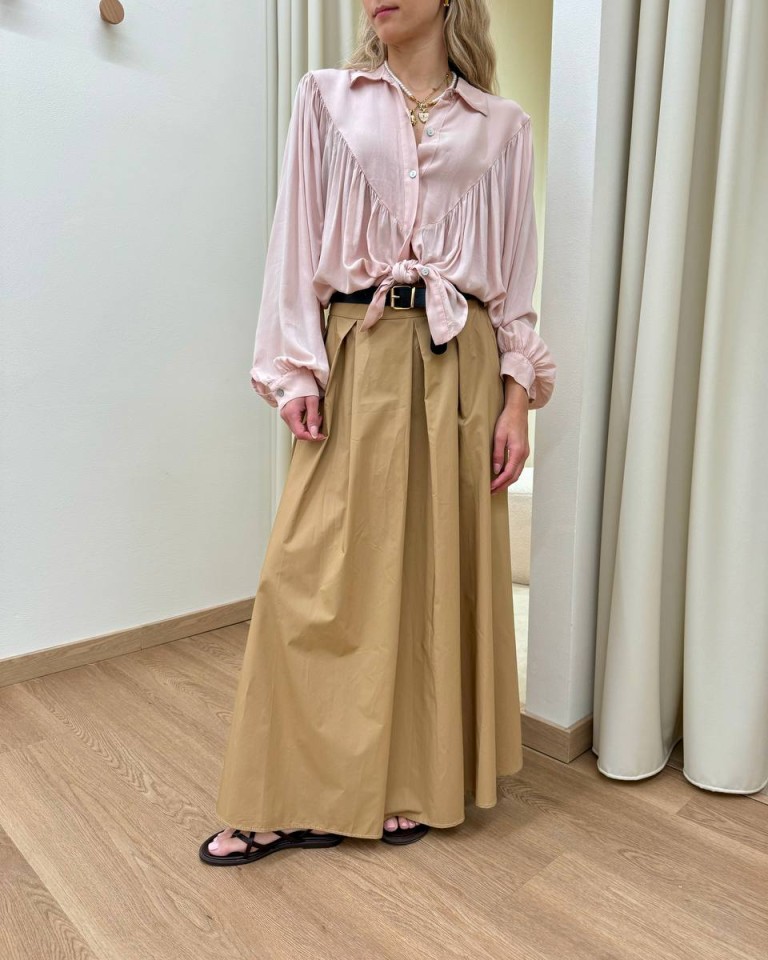 Camicia fluida con arricciatura rosa antico Susy Mix Shop Online Camicia fluida con arricciatura rosa antico Susy Mix