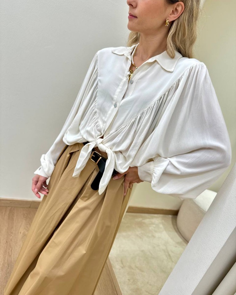 Camicia fluida con arricciatura panna Susy Mix Shop Online Camicia fluida con arricciatura panna Susy Mix