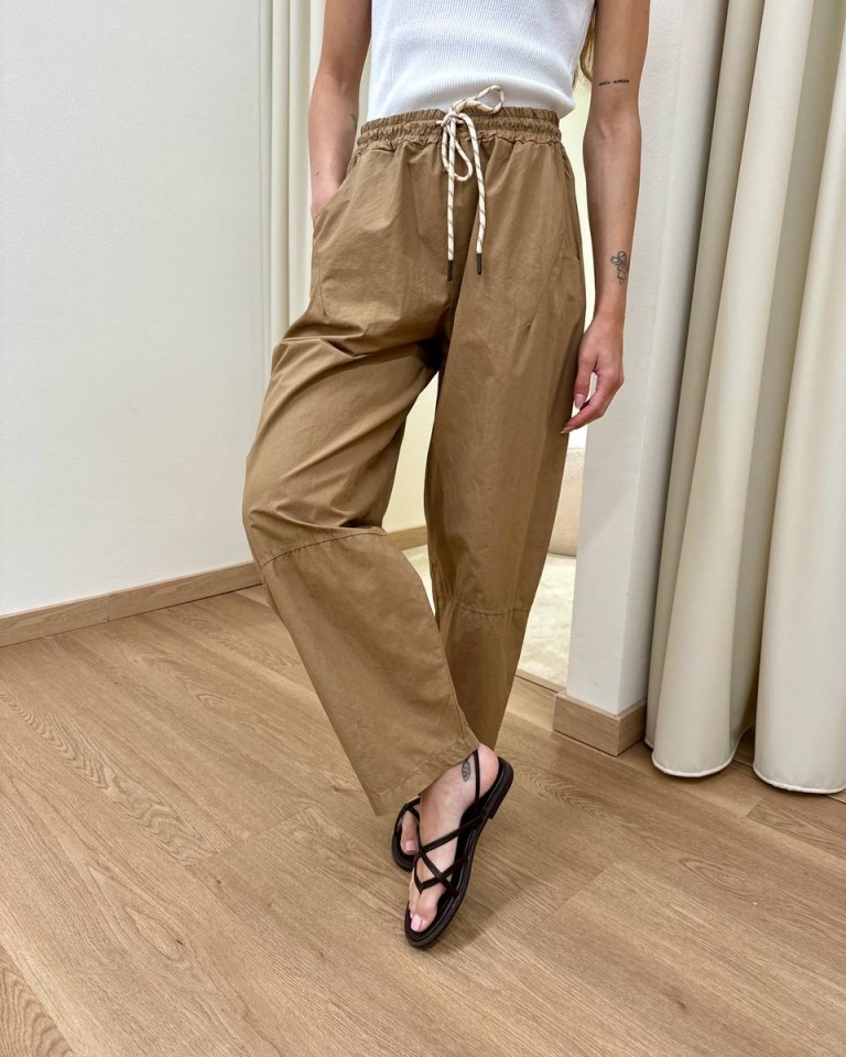 Pantalone balloon con coulisse cammello Susy Mix Shop Online Pantalone balloon con coulisse cammello Susy Mix