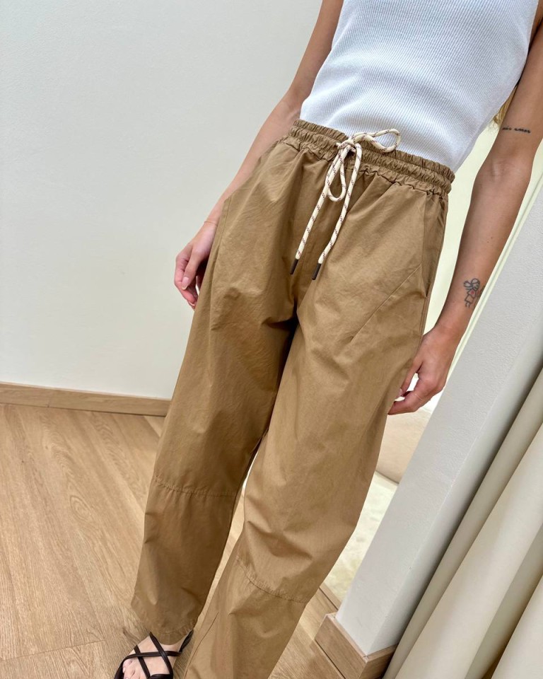 Pantalone balloon con coulisse cammello Susy Mix Shop Online Pantalone balloon con coulisse cammello Susy Mix
