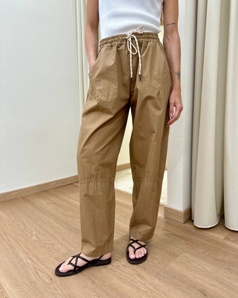 Pantalone balloon con coulisse cammello Susy Mix Shop Online Pantalone balloon con coulisse cammello Susy Mix