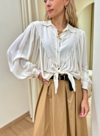 Shop Online Camicia fluida con arricciatura panna Susy Mix