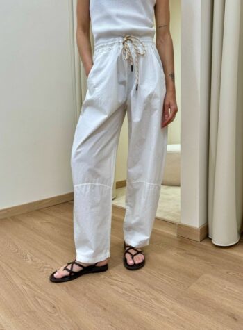 Shop Online Pantalone balloon con coulisse bianco Susy Mix
