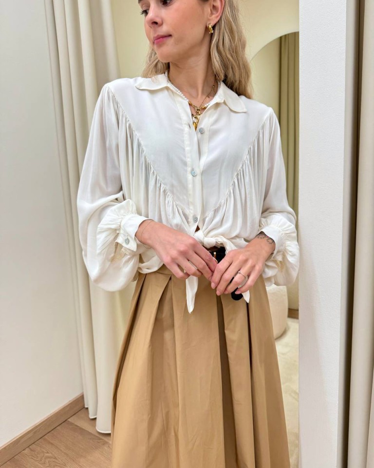 Camicia fluida con arricciatura panna Susy Mix Shop Online Camicia fluida con arricciatura panna Susy Mix