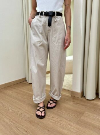 Shop Online Pantalone barrel sabbia con cintura Susy Mix