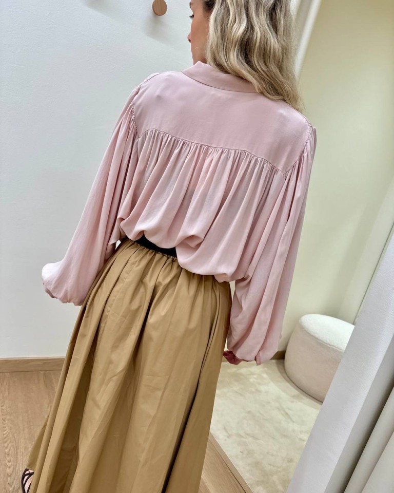Camicia fluida con arricciatura rosa antico Susy Mix Shop Online Camicia fluida con arricciatura rosa antico Susy Mix