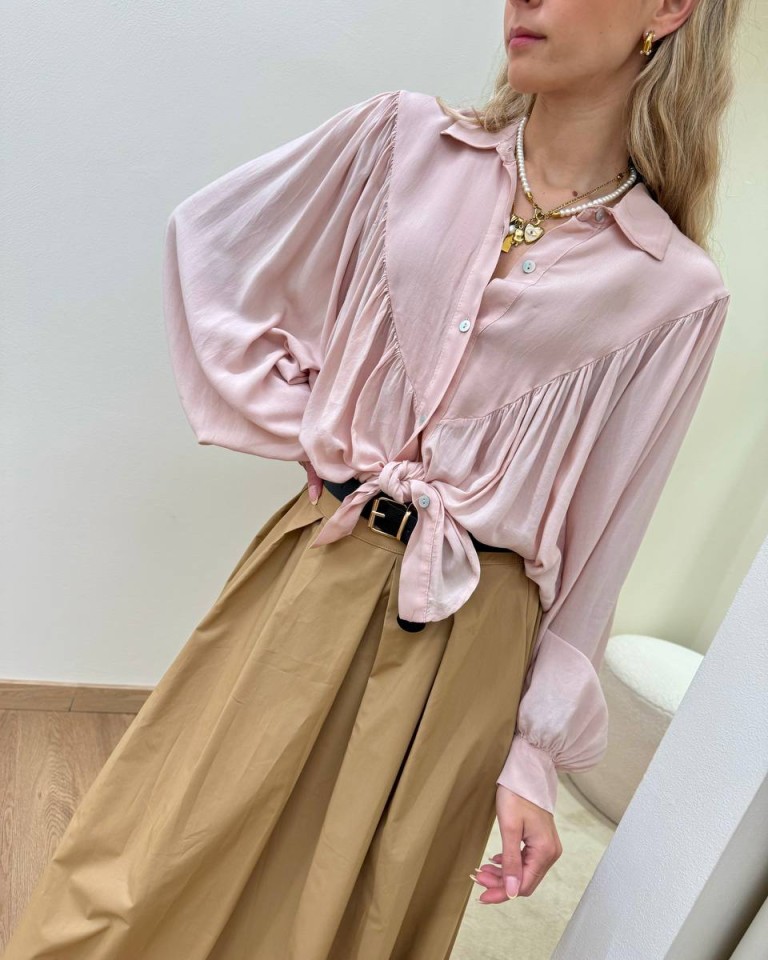 Camicia fluida con arricciatura rosa antico Susy Mix Shop Online Camicia fluida con arricciatura rosa antico Susy Mix