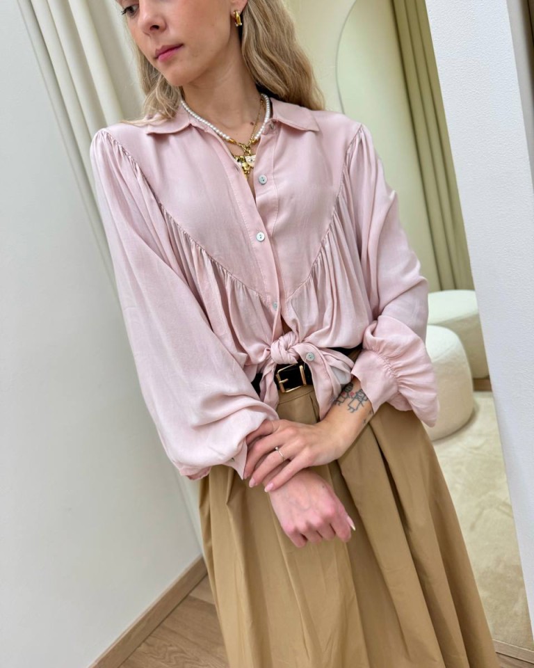 Camicia fluida con arricciatura rosa antico Susy Mix Shop Online Camicia fluida con arricciatura rosa antico Susy Mix