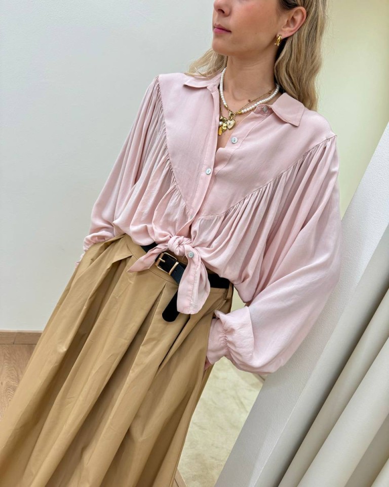Camicia fluida con arricciatura rosa antico Susy Mix Shop Online Camicia fluida con arricciatura rosa antico Susy Mix