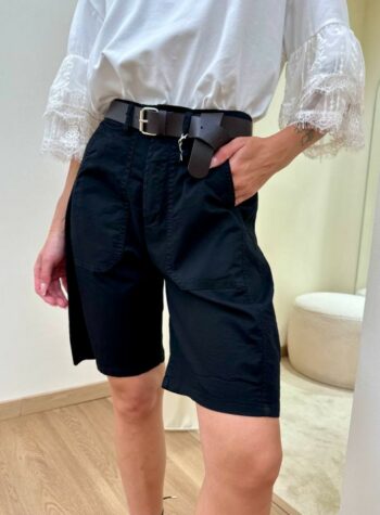 Shop Online Bermuda cotone con cintura nero Susy Mix