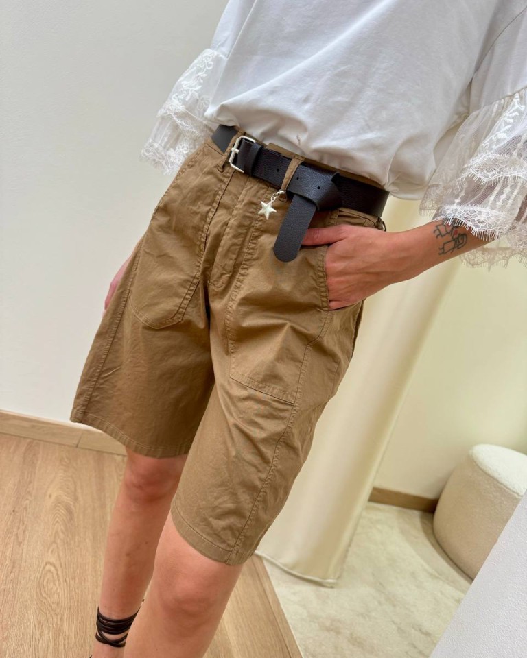 Bermuda cotone con cintura cammello Susy Mix Shop Online Bermuda cotone con cintura cammello Susy Mix