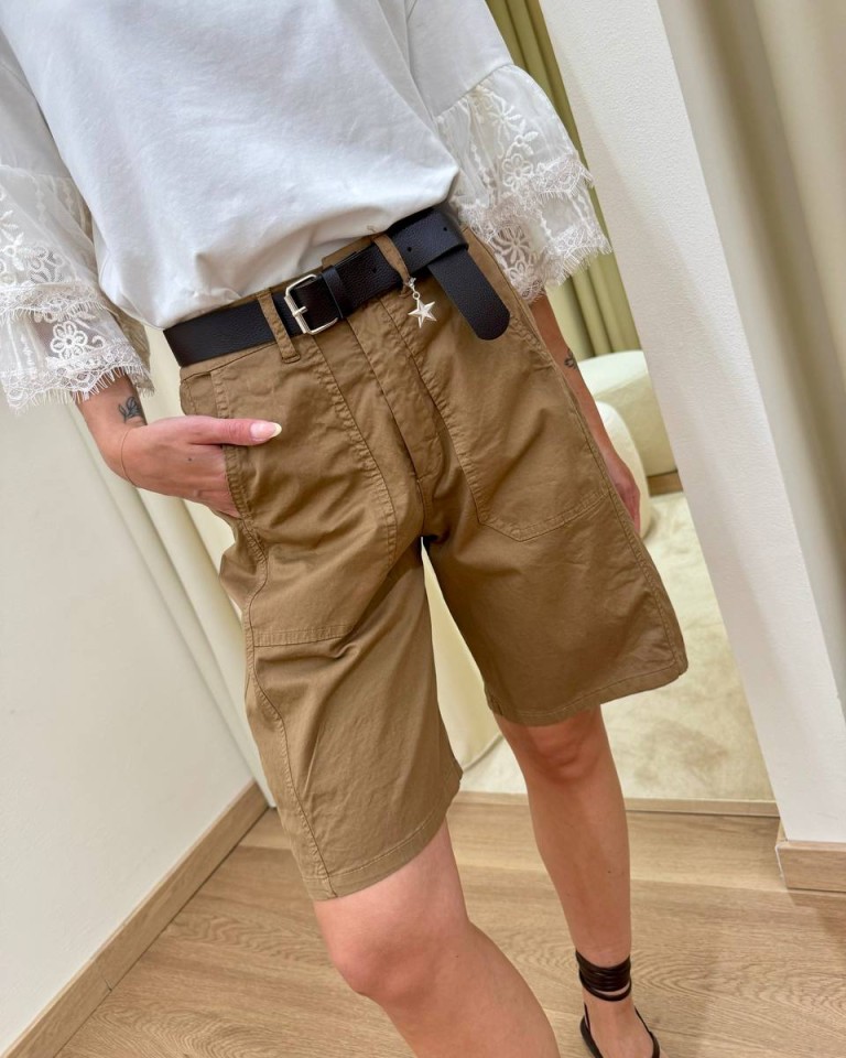 Bermuda cotone con cintura cammello Susy Mix Shop Online Bermuda cotone con cintura cammello Susy Mix