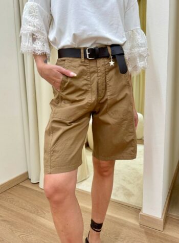 Shop Online Bermuda cotone con cintura cammello Susy Mix