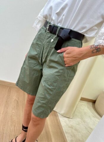 Shop Online Bermuda cotone con cintura verde militare Susy Mix
